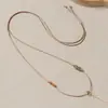 Pingente feito à mão DIY com cordão de couro, acessório ajustável para homens, pingente de jade, cordão para clavícula, corrente de suéter para mulheres