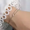 Pulsera Mejor Amiga Amanecer de Primavera para Mujer Estilo Dulce Fresco Japonés Personalidad Artística Diseño de Empalme Doble Capa Pulsera Hueca con Corazón de Ins