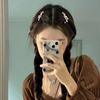 Horquilla de metal con flequillo para niña, estilo coreano, dulce y fresco, con flores, cabello fragmentado en la frente, pinza de pico de pato, pinza lateral, accesorios para el cabello