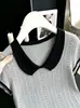 Camiseta de Verano 2026 con Volantes y Manga Corta para Mujer, Elegante Top de Punto Ajustado con Cuello Peter Pan