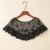 Peças de Outerwear Feminino para o Verão: Xale de Renda Tricotado com Design de Crochê Vazado, Jaqueta Curta Versátil tipo Capa