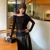 Toma real: Camiseta ligera de manga larga con botones y hombros descubiertos de Lyocell Tencel para mujer, nuevo diseño de top para principios de otoño de 2026