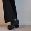 Versión de piel de oveja~2026 nuevos botines estilo británico de piel auténtica, botas Martin con plataforma para mujer que aumentan la altura, con cordones, suela gruesa, botas de motocicleta