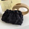 Bolsa de Cosméticos Portátil Pequeña Estilo Chanel Bolsa de Almacenamiento Almacenamiento de Cosméticos Bolso de Noche Bolso de Mano de Encaje