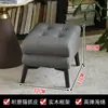 Taburete de Cuero Genuino para Sala de Estar, Taburete para Sofá, Taburete Bajo Creativo de Lujo Ligero, Taburete para Cambiar Zapatos, Taburete de Mesa de Café de Madera Maciza para el Hogar, Taburete Reposapiés