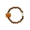 Nuevo brazalete de gato de madera de dibujos animados chinos lindo con cuentas cuerda elástica ajustable brazalete personalizado brazalete ajustable