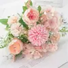 Ramo de rosas flores artificiales simulación flores de plástico arreglo floral arte floral biomimético ramo de mano flores secas decoración de boda realista
