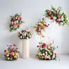 Bolas de Flores Penduradas em Parede Artificial e Arranjos de Flores de Chão Transfronteiriços para Decoração de Locais de Casamento e Banquete, Produtos Acabados de Flores Artificiais de Seda