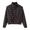 ZA comércio exterior transfronteiriço moda feminina item quente 2026 outono novo moda europeia e americana jaqueta bomber solta preta com bolinhas