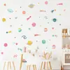 Br917 Pegatina de Pared Autoadhesiva Estilo Bohemio de Planeta Espacial de Dibujos Animados y Cielo Estrellado Pegatina Decorativa para Habitación de Niños de Guardería