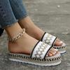 Estilo nacional europeo y americano comercio exterior talla grande para mujer suela gruesa boca de pez cuerda de cáñamo color caramelo zapatillas 2024 nuevos fabricantes al por mayor