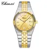 Relojes Chenxi para hombre y mujer, nuevo par transfronterizo para parejas, elegante correa de acero, calendario, cuarzo, resistente al agua, fábrica de relojes en pareja