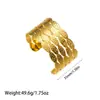 Pulsera de Acero Inoxidable Chapado en Oro de 18K de Estilo Nuevo Europeo y Americano que Conserva el Color para Mujer, Pulsera Abierta de Acero de Titanio con Diseño de Flor y Hoja de Gama Alta