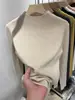 Elegante Traje con Tejido de Cuello Alto Parcial para Mujer en Otoño e Invierno Ajuste Delgado Capa Superior de Manga Larga Ropa Interior Elegante de Punto