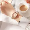 Novo relógio de pulso feminino de corrente transfronteiriça, moderno, simples, elegante, pequeno, com pulseira de aço, relógio feminino