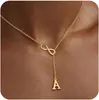 2024 Exportación Transfronteriza Nuevo Estilo 26 Letras con Colgante Letra Forma de Corazón Collar en Y Diseño de Moda Simple y Versátil