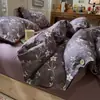 Juego de ropa de cama de cuatro piezas de alta gama, lujo ligero, estilo retro francés, con botones, incluye sábana y funda de edredón, adecuado para dormitorios, juego de ropa de cama de tres piezas