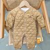 Mameluco de Escalada de Manga Larga para Bebés de Primavera para Niños y Niñas Ropa para Bebé con Forro Polar Suave Traje Simple de Pan de Oso