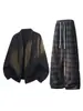 Camisa Cardigan Jacquard Estilo Americano Nuevo de Primavera y Otoño Conjunto Casual Pantalones Casuales de Pierna Recta Sueltos con Estampado a Cuadros