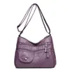 Bolso Bandolera Mujer 2026 Nuevo Estilo Moda Bolso de Cuero Lavado Bolso de Madre Gran Capacidad Múltiples Compartimentos Bolso de Cuero Suave PU para Persona de Mediana Edad