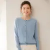 Nuevo Suéter Cardigan de Cachemira para Mujer Otoño 2026, Suéter Corto de Punto Simple con Cuello Redondo Adelgazante