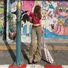 Novas Calças Flare Estilo Hot Girl Retro Americano de Cintura Baixa, Modelagem Justa, Cor Cáqui, Calças Jeans com Elastano & Calças de Comprimento Estendido