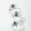 Anel de Musgo Verde Inlaid em Prata Esterlina S925 Novo Europeu e Americano Anel de Ágata de Capim Aquático em Forma de Pipa Atacado de E-commerce Transfronteiriço