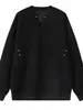 Sudadera negra con cuello en V y remaches para hombre, top versátil de otoño de corte holgado, marca de moda nueva chaqueta estilo americano para jóvenes 2026