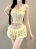 Traje de baño de dos piezas para mujer, elegante falda tipo pastel, sexy y puro, perfecto para figuras menudas, deslumbrante y adelgazante para la playa en verano