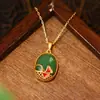 Estilo Chinês Antigo Banhado a Ouro Cor Esmalte Três Gerações Folha de Damasco Nicho High-End Acessível Luxo Conjunto de Colar Brincos Anel