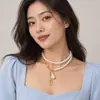 Collar de perlas de imitación barrocas simples con temperamento transfronterizo de Europa y Estados Unidos, personalidad dulce y fresca, collar de cadena de clavícula que combina con todo.