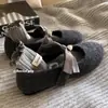 Zapatos Mary Jane de Punta Redonda con Tacón Grueso Estilo Commuter Casual 2025 Otoño e Invierno Estilo Francés Zapatos de Hada con Lazo Elegante