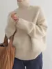 Suéter de gola alta estilo coreano para mulheres, nova coleção outono/inverno 2026, top de tricô grosso com um visual sofisticado e descontraído, perfeito como camada base
