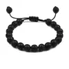 Pulseiras Trançadas Masculinas e Femininas de Contas Pretas 8mm Pedra Vulcânica Personalizada Corrente Azul Corda de Mão para Casal Em Estoque Tendência