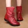 Botas Curtas de Couro Original Retro Populares Botas de Couro Quentes Outono e Inverno Novas Botas Femininas de Salto Baixo Botas Martin Botas Femininas Peça Única Entrega