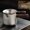 Taza de té justa de titanio puro de gran capacidad con asa lateral portátil, separador de té de súper filtración, mango de madera maciza, accesorio de té creativo