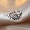Anillo de luna y estrella azul glaciar, de lujo, de alta gama, con luz de nicho, para novia, combinable, abierto y distintivo para mujer.