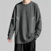 Camiseta de manga larga para hombre, estilo deportivo casual, cuello redondo, camiseta interior estampada de manga larga, camiseta para hombre