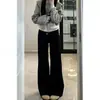 Calça Jeans Flare Preta para Mulheres, Forrada com Lã para o Inverno, Tamanho Grande, Elástica, Emagrecimento, Corpo em Formato de Pera, Calça Bootcut de Perna Larga