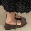 Sapatos Femininos Mary Jane Estilo Francês 2026 Novo Modelo de Verão, Sapatos de Couro de Salto Baixo para Combinar com Vestidos, Sapatos de Salto Baixo, Sapatos de Bico Baixo para Festas