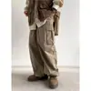 Pantalones Cargo Anchos de Pierna Recta Sueltos Estilo Retro Japonés para Primavera y Otoño para Hombres y Mujeres Casual Versátil Pantalones Jogger Rectos Sueltos