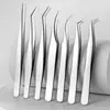 Pinça para Cílios Postiços Clip Golfinho, Clip Pena Dourada, Pinças para Extensão de Cílios, Conjunto de Pinças para Cílios em Aço Inoxidável para Artista de Cílios