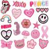 Patch de Tecido Bordado Guepardo Rosa Decoração de Bolsa Patch Rosto Sorridente Arco-Íris Patch Etiqueta Bordada Borboleta Selo Cogumelo Passar a Ferro