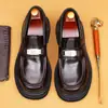 [Exclusivamente para Vips] Zapatos de Cuero Business Casual para Hombre 2026 Nuevo Estilo Británico Piel Genuina Brillantes sin Cordones de Suela Gruesa para Hombre