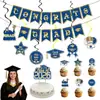 Conjunto da Temporada de Formatura Preto Decoração para Cerimônia de Formatura Suprimentos Bandeira Decoração Espiral de Favo de Mel Conjunto de Decoração de Cena