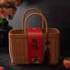 Canasta tejida a mano para hornear repostería, tamales del Festival del Bote del Dragón, empaque de huevo de pato salado, caja vacía para regalo de cumpleaños, boda y celebración