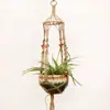 Vaso de Flores Hortícola para Jardinagem Corda de Juta Rede Suspensa Vaso de Flores Cesto Suspenso Rede Saco Suspenso Corda de Juta Fina Tecida