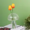 Jarrón Creativo de Hongo de Vidrio, Botella de Aromaterapia, Jarrón Hidropónico de Vidrio Transparente, Pantalla de Lámpara de Vidrio, Dispositivo Decorativo para Arreglos Florales
