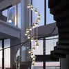 [Castaña de Agua Helada] Lámpara de Techo Larga de Escalera de Cobre Puro Iluminación de Pasillo de Escalera de Villa Dúplex de Lujo Atmosférico Postmoderno Cristal