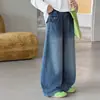 Jeans de primavera e outono para meninas 2026 novo estilo casual estilo coreano e chinês para meninas mais velhas com lapelas nos bolsos frontais e traseiros, design transfronteiriço moderno